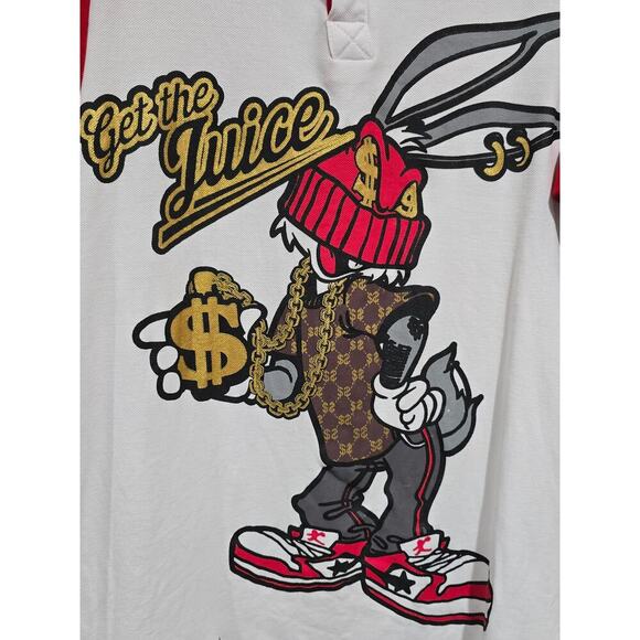 SWITCH Men’s Looney Tunes Bugs Bunny “Get The Juice” Polo Shirt – Size Small - Picture 4 of 8